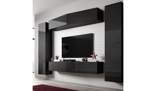 Cama Living room cabinet set VIGO SLANT 7 black/black gloss