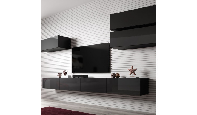 Cama Living room cabinet set VIGO SLANT 4 black/black gloss