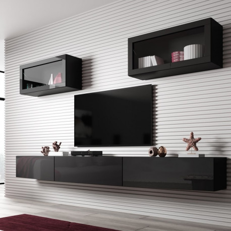 Cama Living room cabinet set VIGO SLANT 3 black/black gloss