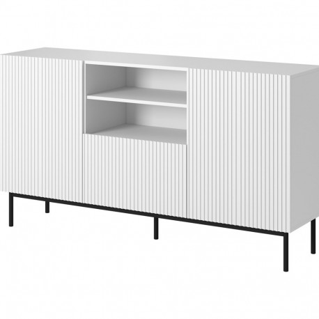 PAFOS chest of drawers on a black steel frame 150x40x90 cm white matt