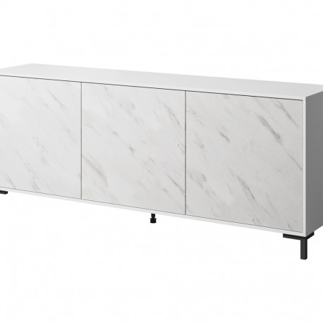 MARMO 3D chest of drawers 200x45x80,5 cm white matt/marble white