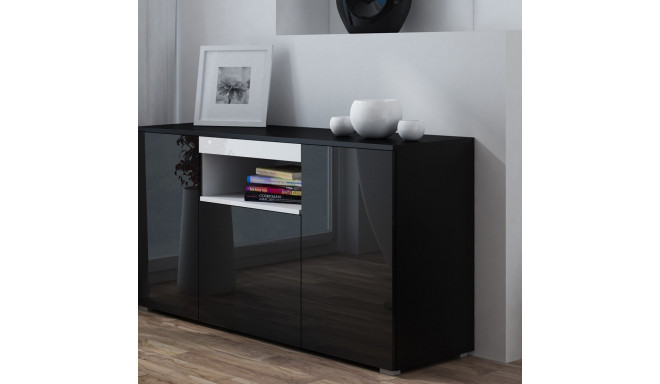 Cama VIVA 150 must/must läikiv + valge kummut
