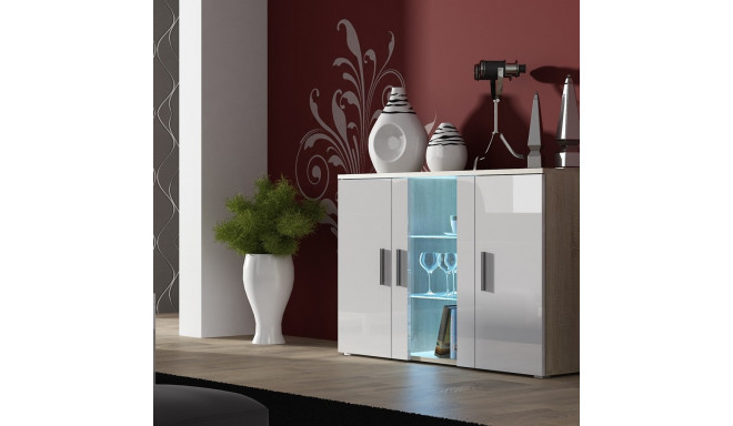 Cama kummut 120 cm SOHO S7 sonoma tamm/valge läikiv