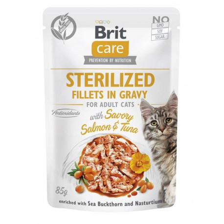 BRIT Care Cat Sterilized Salmon&Tuna Pouch - wet cat food - 85 g
