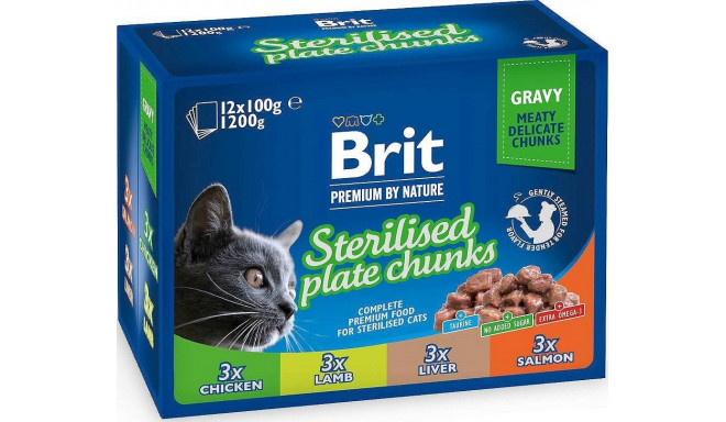 BRIT Premium Kass Sterilised Plaat - märg kassitoit - 12x100g