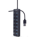 Gembird UHB-U3P7P-01  7-port USB 3.1 (Gen 1) hub with switches, black