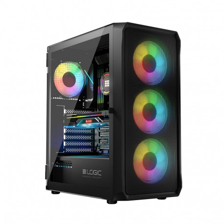 Logic korpus PORTOS MINIDI USB 3.0 ARGB-valgustus, must