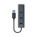 Savio AK-57 USB-A - 3 x USB-A HUB with RJ-45 Gigabit Ethernet adapter 5000 Mbit/s grey USB 3.2 Gen 1