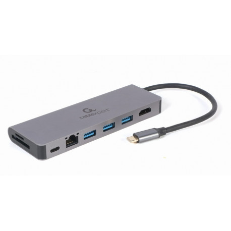 Gembird A-CM-COMBO5-05 USB Type-C 5-ühes mitme pordiga adapter (jaotur + HDMI + PD + kaardilugeja + 