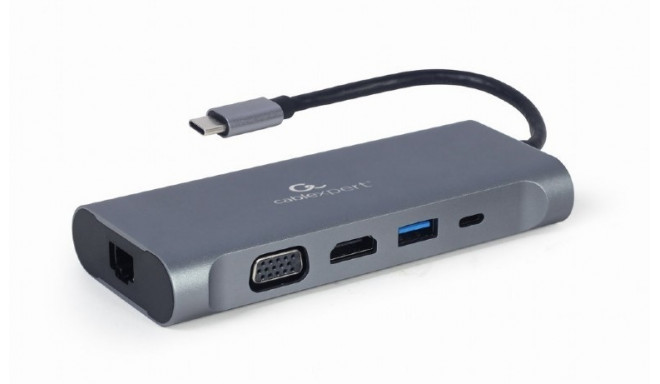 Gembird A-CM-COMBO7-01 USB 3.2 Gen 1 (3.1 Gen 1) Type-A hall sülearvuti dokk/portide replikator