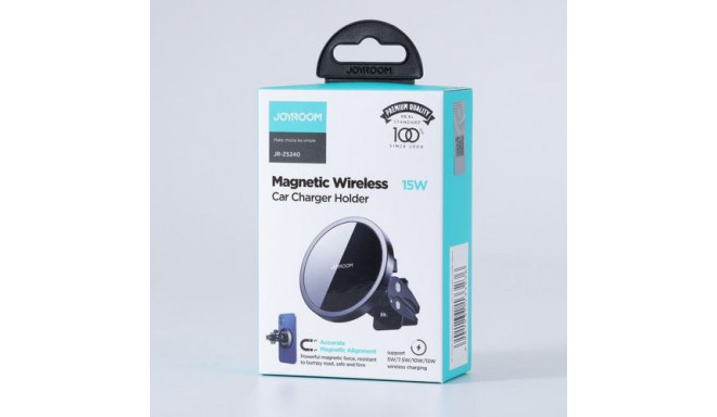 Joyroom Car Mount Wireless Charger MagSafe Clamp Holder (Air Outlet Verison) 4.5-6.7 inch, 15W, Blac