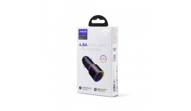 Joyroom Car Charger U+U, 24W, LED Light, Black (JR-CL10)