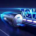 Joyroom Car Charger with Digital Display, U+C, QC 3.0, PD, 70W, Black (JR-CCD02)