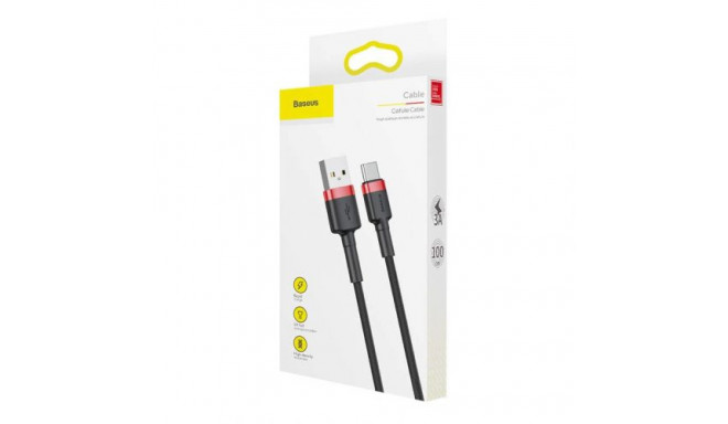 Baseus Type-C Cafule Cable 3A 1m Red + Black (CATKLF-B91)