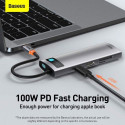 Baseus HUB Metal Gleam Series 8-in-1 Multifunctional (Type-C to PD/4K HD/USB3.0) Docking Station Gra