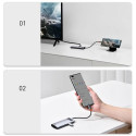 Baseus HUB Metal Glam Series 5-in-1 (3xUSB-A 3.0, Type-C male, Type-C female, HDMI-A), Gray EU (WKWG