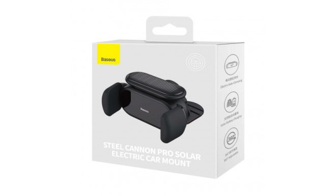 Baseus Car Mount Steel Cannon Pro Solar Electric phone holder fits from 5.4 to 6.7 inch, Black (SUGP