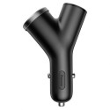 Baseus Car Charger Y-type dual USB + cigarette lighter extended, 3.4A, Black (CCALL-YX01)