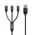Baseus Cable Three Primary Colors Light/Type-C/Micro Nylon Braid 3.5A 1.2m Black (CAMLT-BSY01)