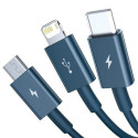 Baseus Cable Superior Series 3-in-1 Fast Charging Data Cable USB to M+L+C 3.5A 1.5m Blue (CAMLTYS-03