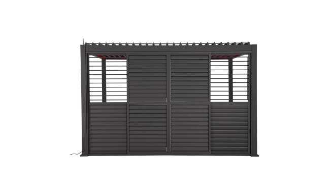 Louver sliding wall for gazebo MIRADOR-111 4m, dark grey