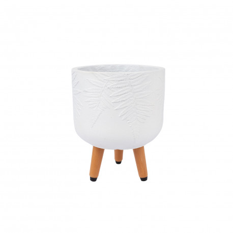 Lillepott SKY FERN D24xH29.6cm, valge, puidust jalgadega