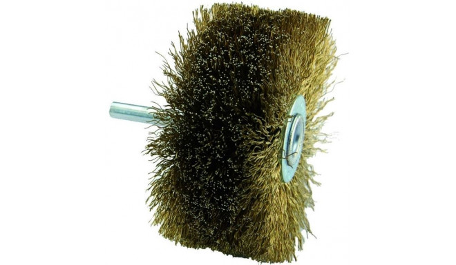 Brass steel wire brush for drill, 80mm, corrugated Ø0.25mm, 6mm shank