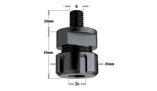 Lukustuspadrun, M12x1.75 tsangidele ER20 S=3 … 12.7 mm