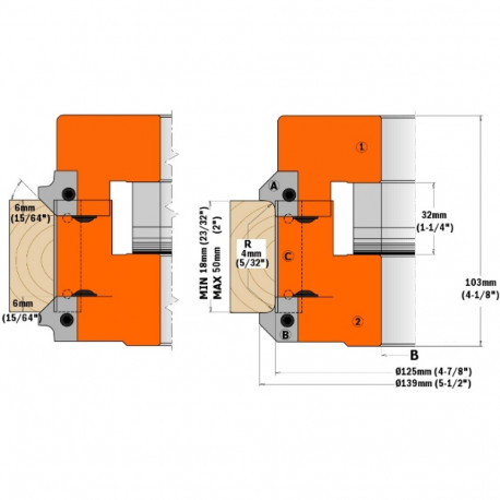 Tagavara terad, paar 20x20x2 R5/45° freespeale 694.005