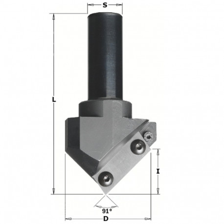 CNC frees V-profiil 45° D=35x42x125 S=20x50 RH