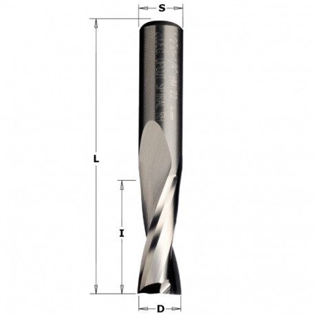 Spiraalfrees, üles.v HM D=9x32x80 Z2 RH