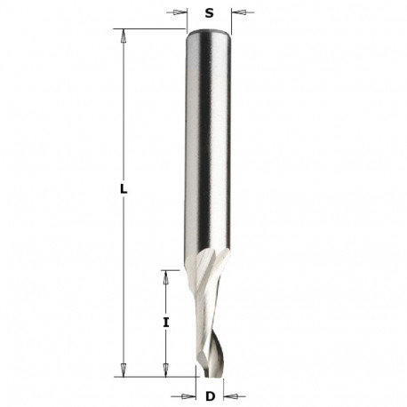 Spiraalfrees 5% CO HSS, üles.v ALU Z1 D=5x14x60 S=8 RH