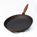 Iron pan D28cm with wooden handle