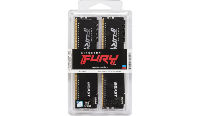 Kingston RAM D4 3200 K2 16GB 2x8GB C16 Fury Beast Black