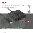 CLUB3D HDMI 2-in-1 Bi-directional Switch for 8K60Hz or 4K120Hz