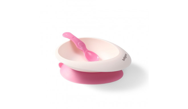 Baby suction bowl with spoon, pink, 1077/02
