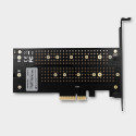 PCI-E 3.0 PCEM2-D 4x - DUAL M.2 SSD (NVMe + SATA), dual voltage, up to 110mm SSD