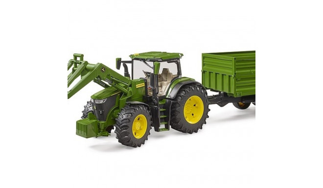Tractor John Deere 7R 350 with front loader and trailer