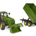 Tractor John Deere 7R 350 with front loader and trailer