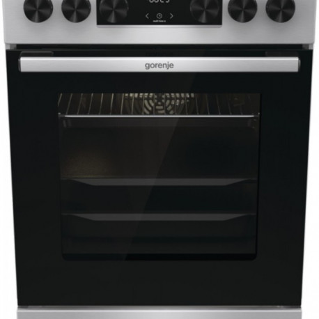 The Gorenje GECS5C70XA is a freestanding electric cooker with a glass-ceramic hob. 