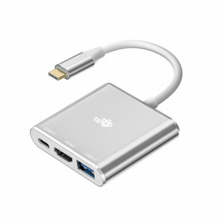 TB USB-C hub 3in1 HDMI/USB/USB-C PD, hõbedane