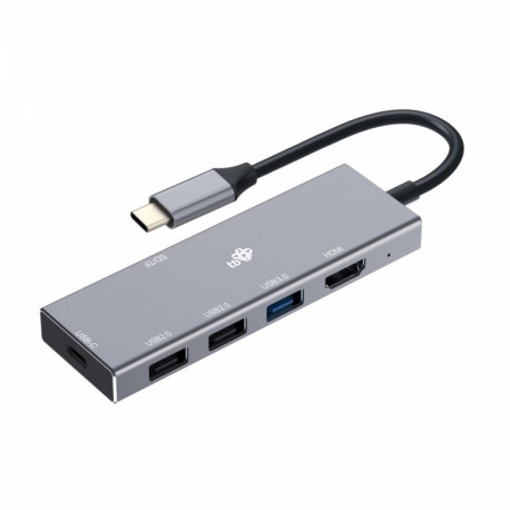 USB-C 7in1 jaotur - HDMI, USBx3, PD, SD/TF