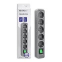 Qoltec extension cord 5 sockets 1.8m, grey