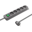 Qoltec extension cord 5 sockets 1.8m, grey