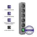 Qoltec extension cord 5 sockets 1.8m, grey