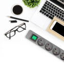 Qoltec extension cord 5 sockets 1.8m, grey
