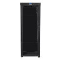 Installation cabinet rack 19 42U 800x800 black, glass door LCD (Flat pack)