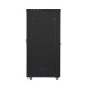 Installation cabinet rack 19 42U 800x1200 black, glass door LCD (Flat pack)