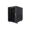Installation cabinet rack 19 15U 600x800 black, glass door lcd (flat pack)
