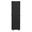 Installation cabinet rack 19 42u 600x600 black, black glass door lcd (Flat pack)